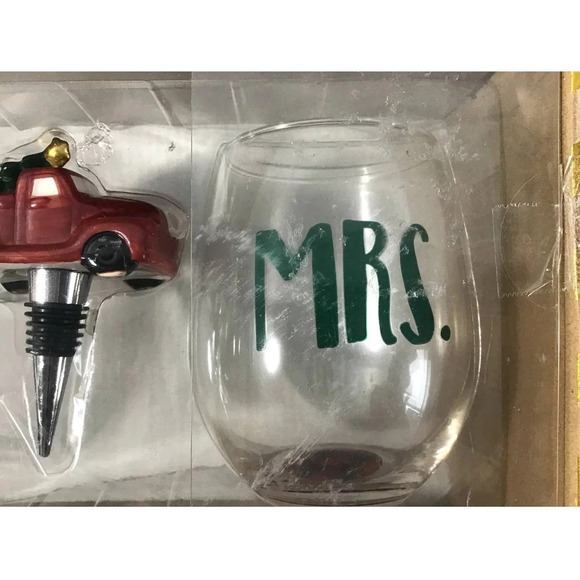 Melwood 2 Stemless Wine Glasses & Ceramic Bottle stopper Gift Set - Picture 6 of 6